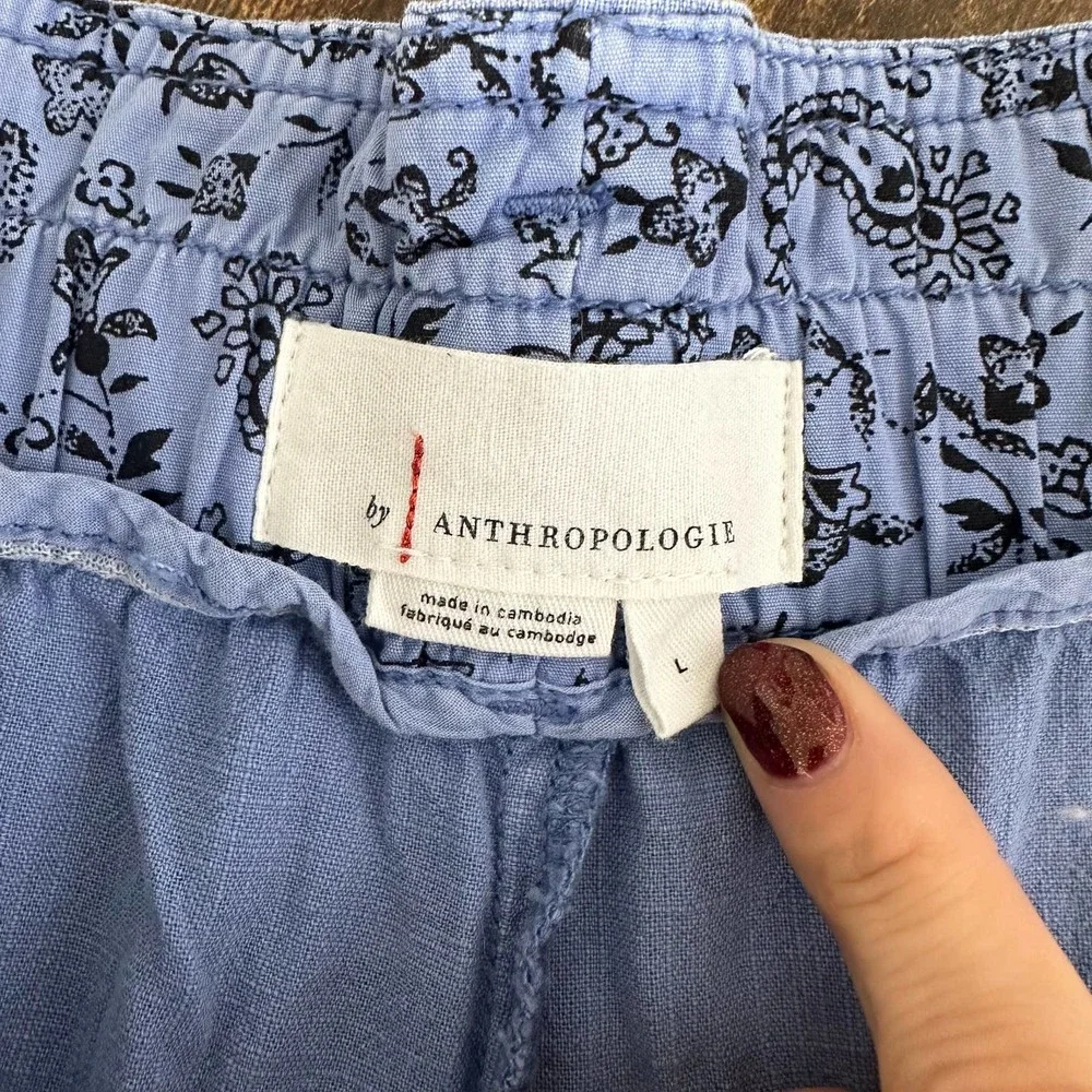 Anthropologie malin utility pants size large blue (missing belt) pull on - Picture 5 of 9